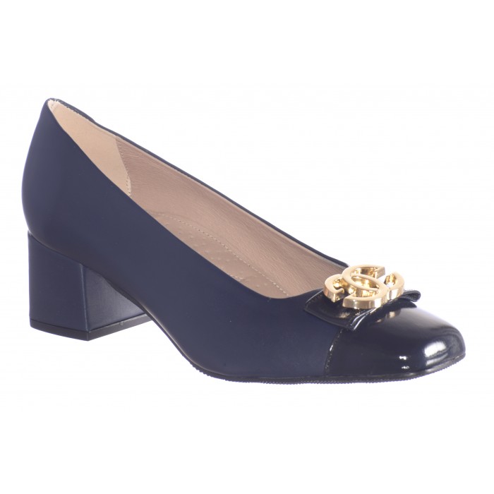 Δερμάτινες Γόβες 5.0 cm  - καρ΄ε τακούνι - της Trace  900-GG-MS - Μπλε