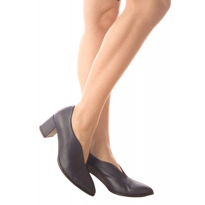 Γόβα Δερμάτινη Ανατομική V τελείωμα  5,5 cm - by  Relax Anatomic | H-55048-B01 - Μπλε