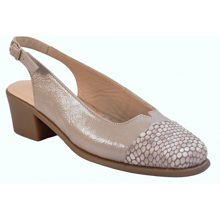 Ανατομική γόβα Relax-Anatomic  Sling-back  λουστρίνι - Μπεζ