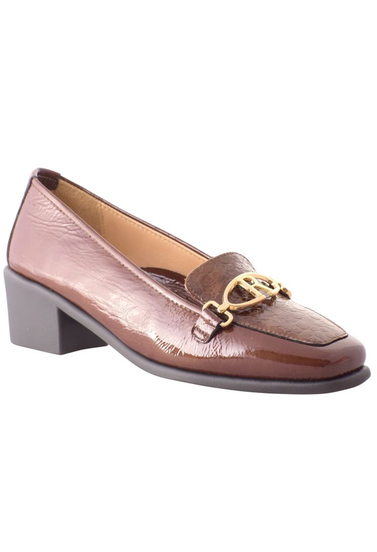 Γόβα Ανατομική Λουστρίνι με αγκράφα και κροκό  λεπτομέρεια,  4,5 cm - by  Relax Anatomic | E-5276-392