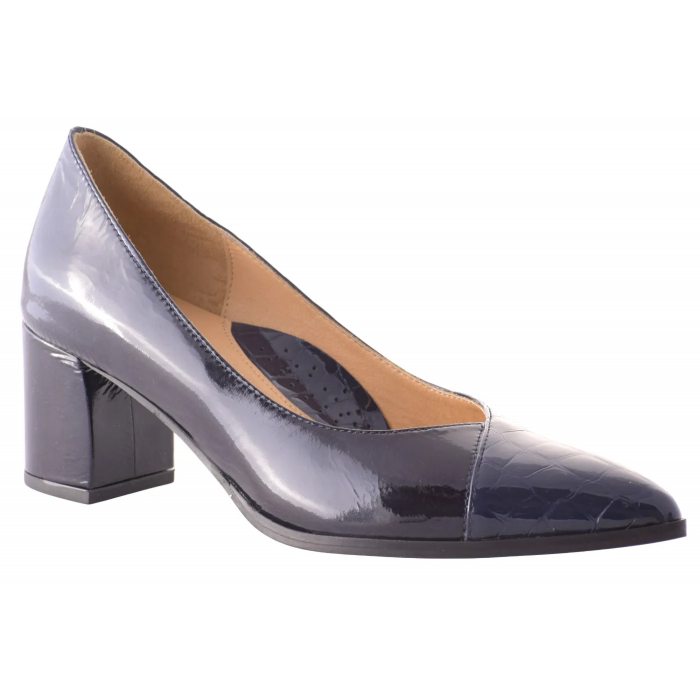 Γόβα Ανατομική Λουστρίνι Κροκό  5,5 cm - by  Relax Anatomic | H-55047-83 - Μπλε