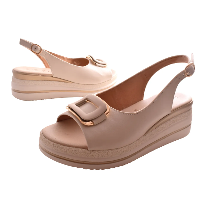 Γυναικεία Δερμάτινα  Πέδιλα  5 cm και Ανατομικό Πάτο by Repo | 18208-E6