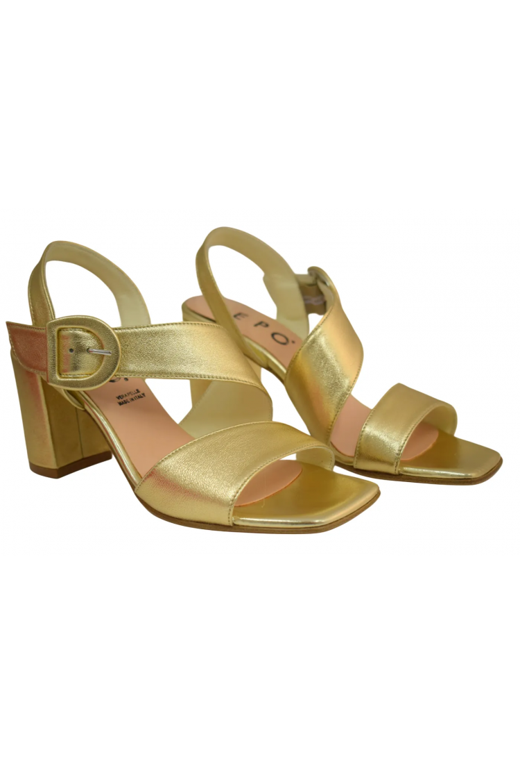 Γυναικεία Δερμάτινα  Πέδιλα με Χρυσή Αγκράφα & Ανατομικό Πάτο | 39626-E6
