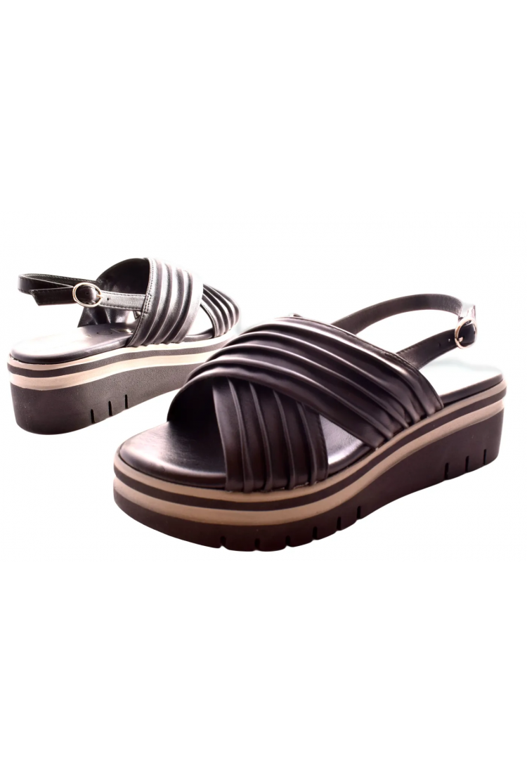 Γυναικεία Δερμάτινα  Πέδιλα 5,5 εκ με χιαστί φάσες και Ανατομικό Πάτο by REPO | 54246-Ε6