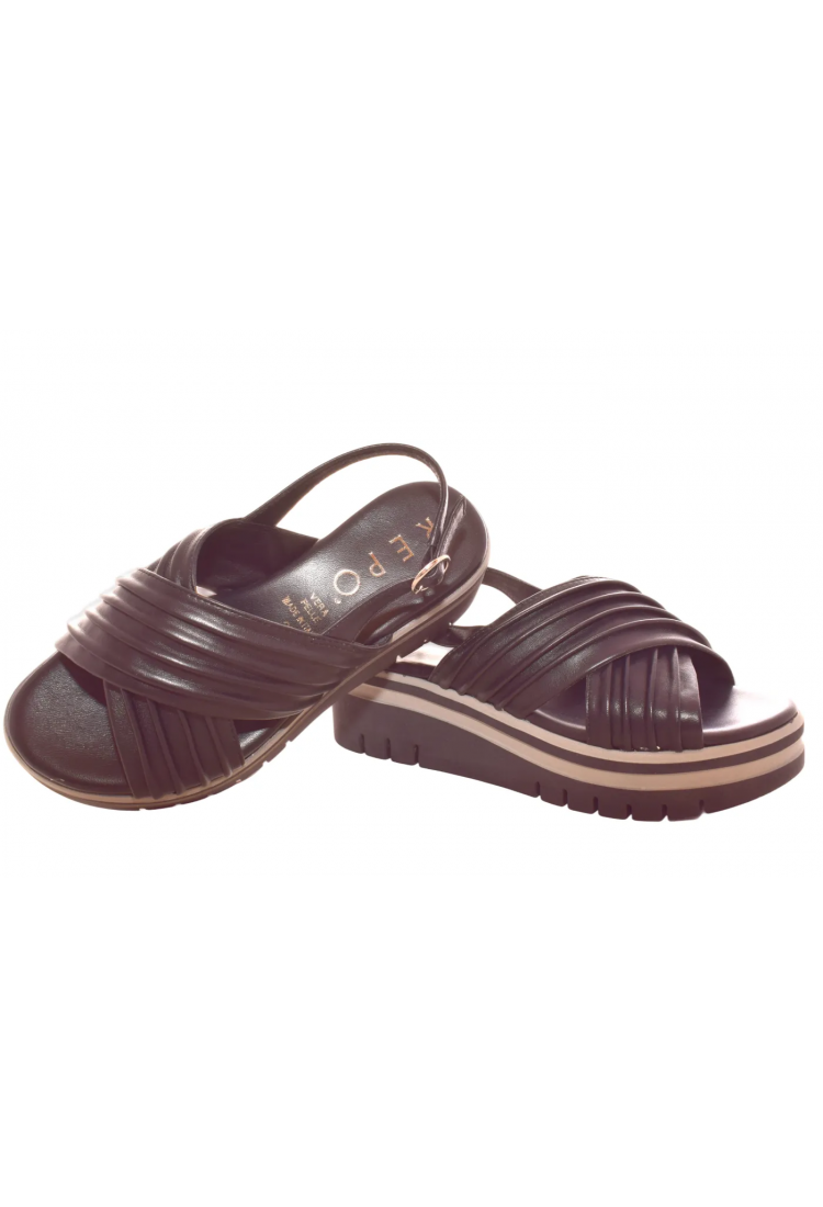 Γυναικεία Δερμάτινα  Πέδιλα 5,5 εκ με χιαστί φάσες και Ανατομικό Πάτο by REPO | 54246-Ε6