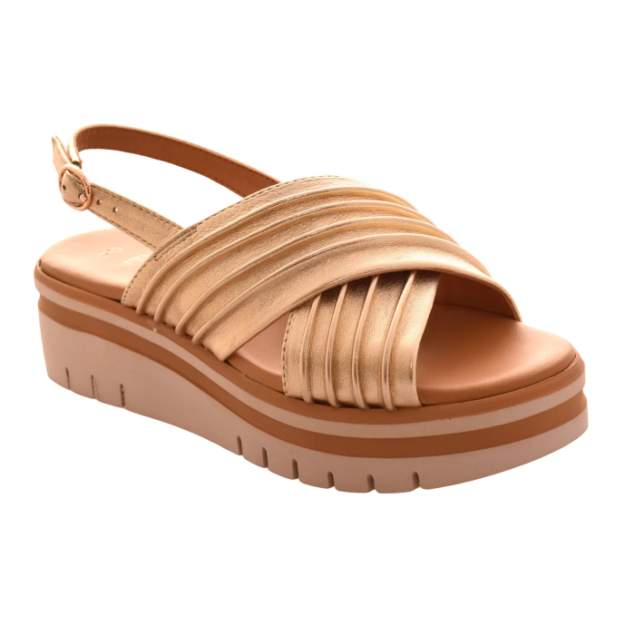 Γυναικεία Δερμάτινα  Πέδιλα 5,5 εκ με χιαστί φάσες και Ανατομικό Πάτο by REPO | 54246-Ε6 - Πλατίνα