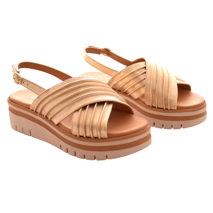 Γυναικεία Δερμάτινα  Πέδιλα 5,5 εκ με χιαστί φάσες και Ανατομικό Πάτο by REPO | 54246-Ε6