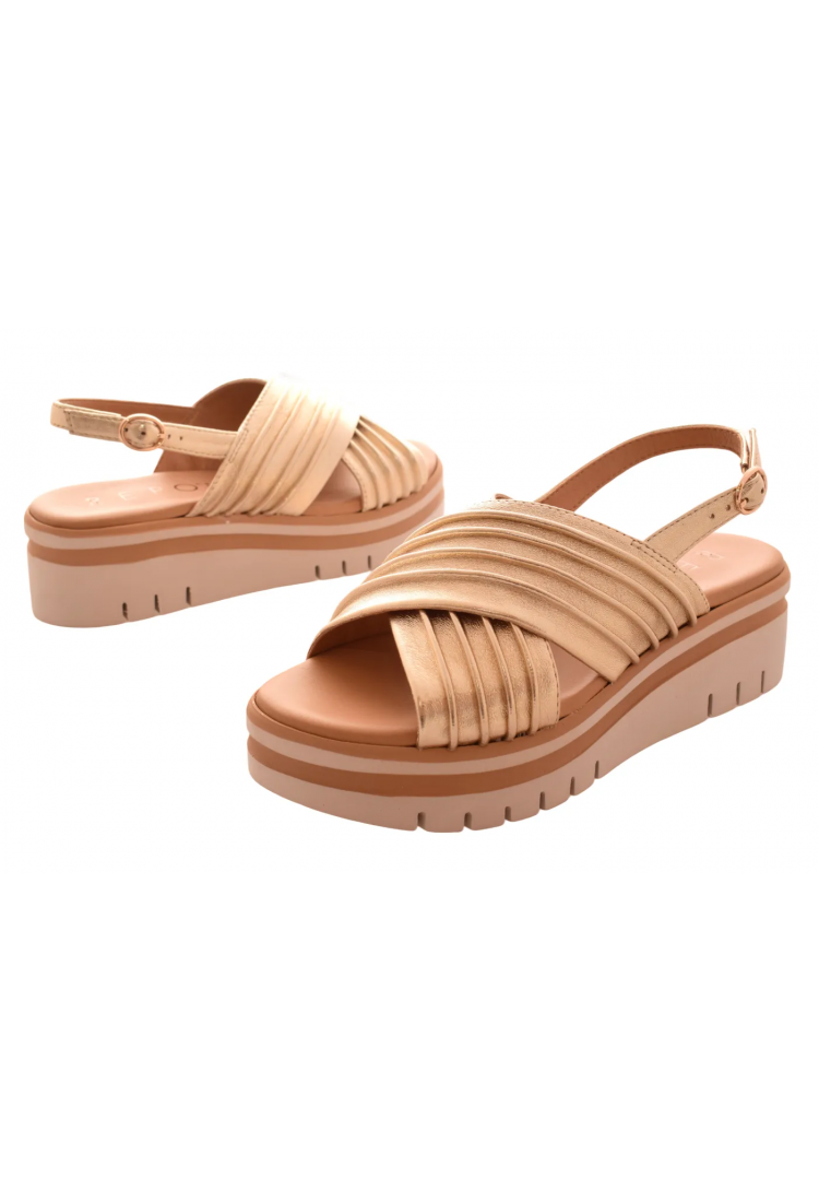 Γυναικεία Δερμάτινα  Πέδιλα 5,5 εκ με χιαστί φάσες και Ανατομικό Πάτο by REPO | 54246-Ε6