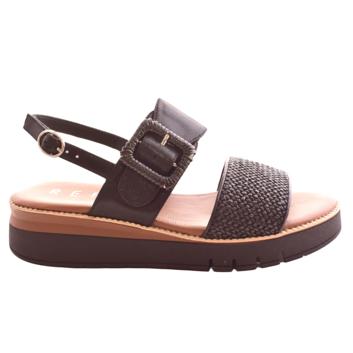 Γυναικεία Δερμάτινα  Πέδιλα  4cm και Ανατομικό Πάτο by Repo | 80264-E6 - Μαυρο