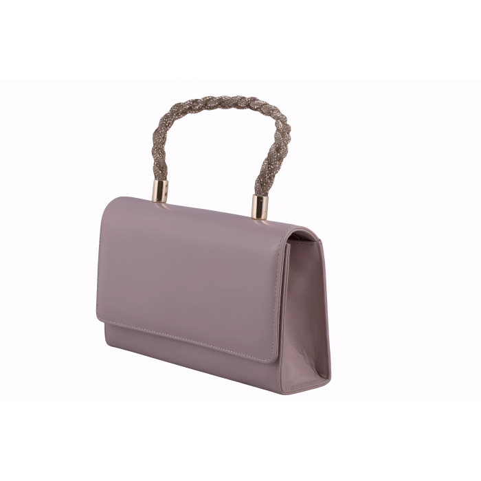 Δερμάτινο Τσαντάκι Αμπιγιέ με στρασ χερούλι  Σχ - 3505-SL - Αμμου