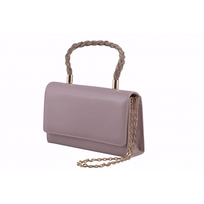 Δερμάτινο Τσαντάκι Αμπιγιέ με στρασ χερούλι  Σχ - 3505-SL - Αμμου