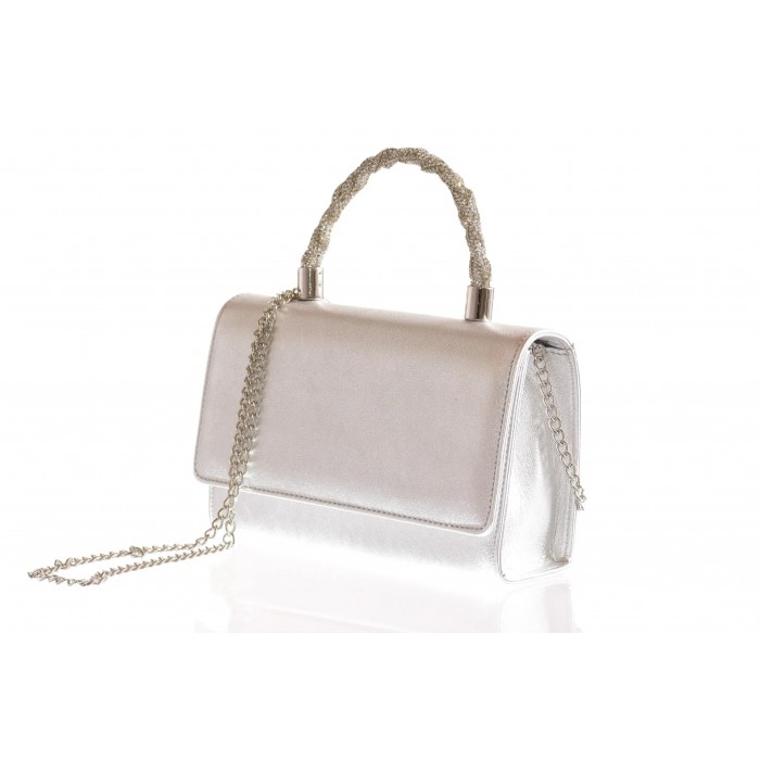 Δερμάτινο Τσαντάκι Αμπιγιέ με στρασ χερούλι  Σχ - 3505-SL - Λευκο