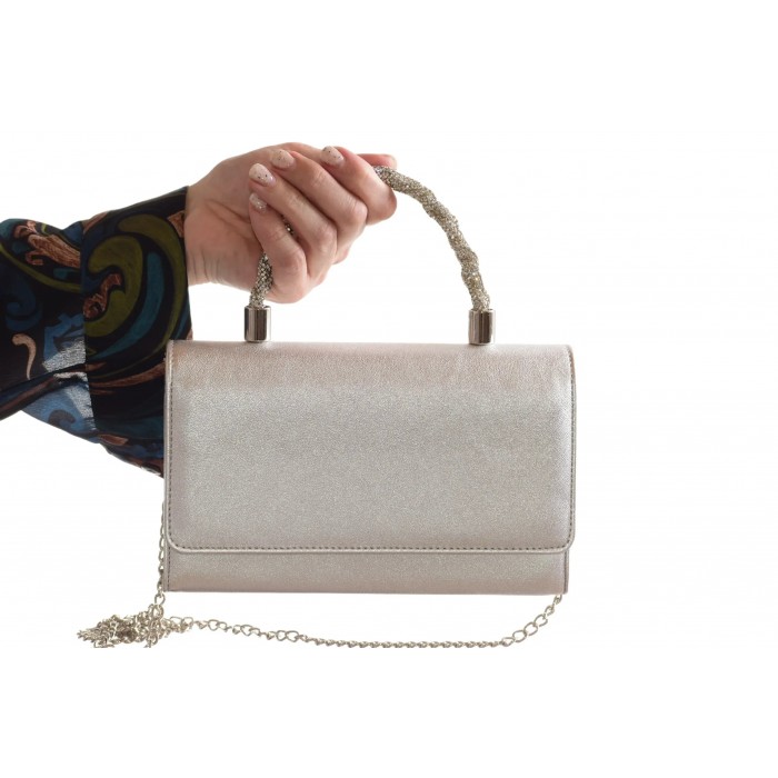 Δερμάτινο Τσαντάκι Αμπιγιέ - 3505-SL - Ασημι