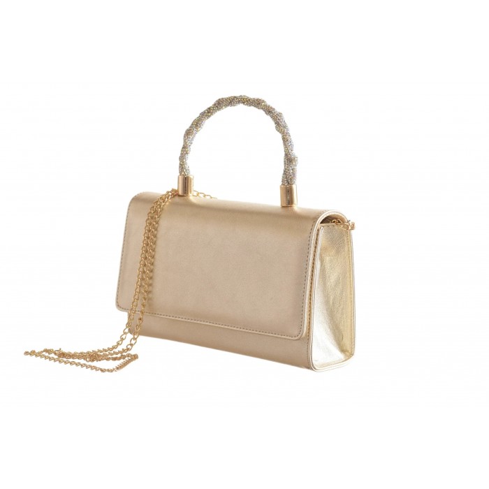 Δερμάτινο Τσαντάκι Αμπιγιέ με στρασ χερούλι  Σχ - 3505-SL - Χρυσο