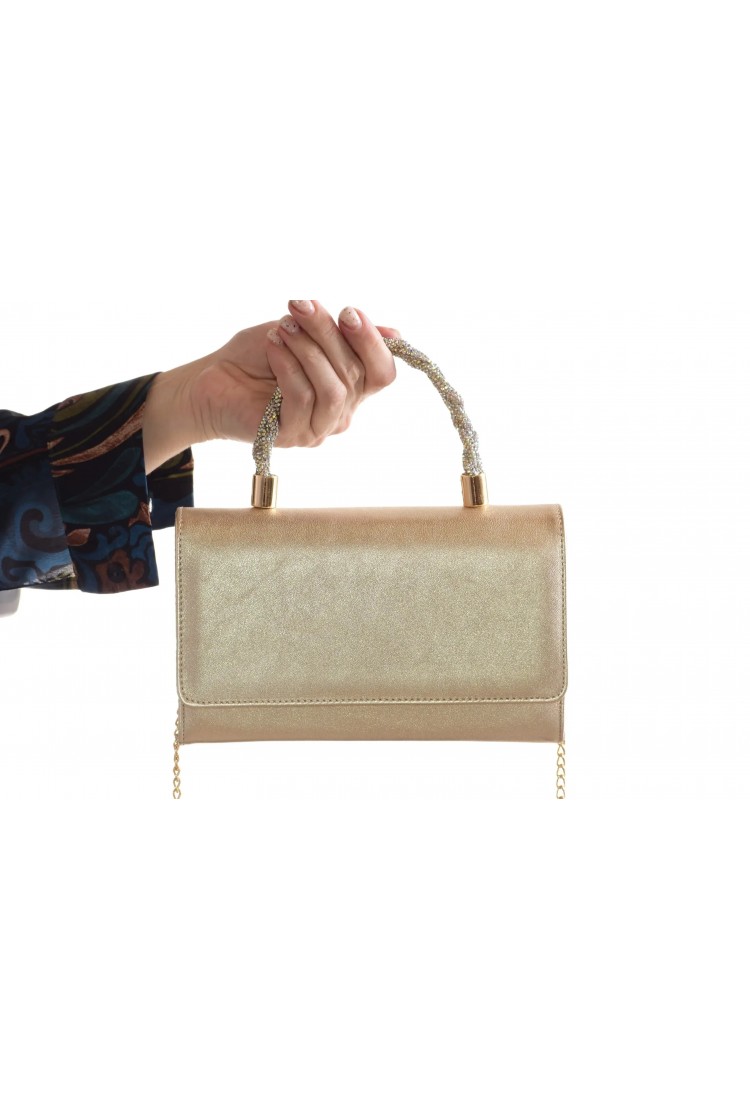 Δερμάτινο Τσαντάκι Αμπιγιέ με στρασ χερούλι  Σχ - 3505-SL