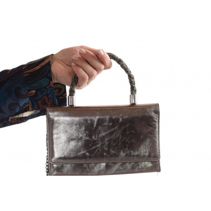 Δερμάτινο Τσαντάκι Αμπιγιέ - 3505-SL - Ατσαλι