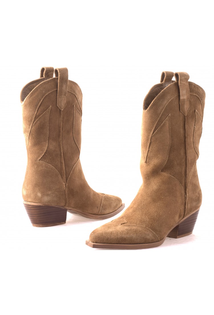 Καστόρινη Nuback Μπότα  Western Style  5 cm by Trace Collection KI-5099