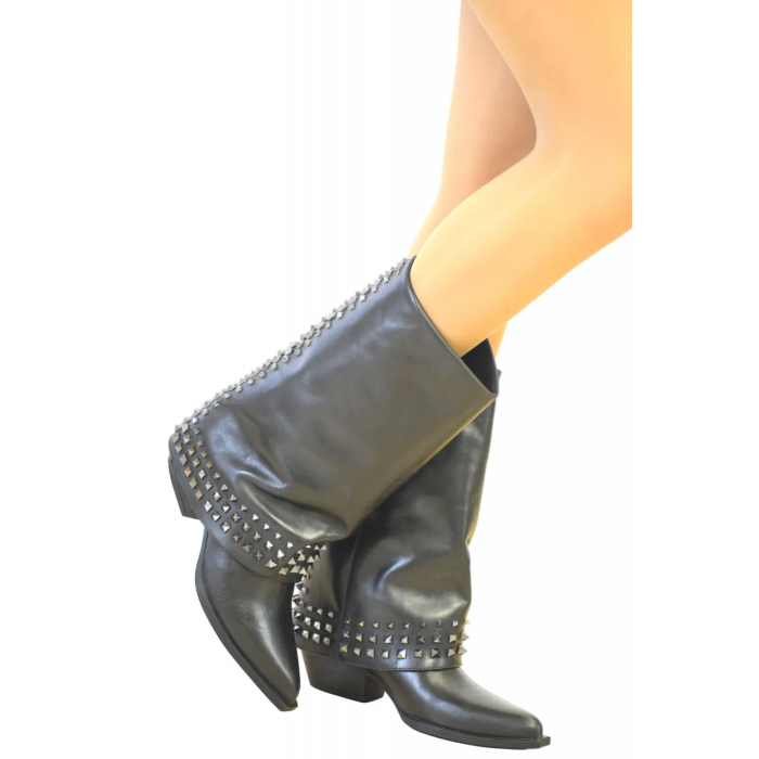 Δερμάτινη Μπότα  Western Style  4 cm by Trace Collection KI-5951 - Μαυρο  Δερμάτινη Μπότα  Western Style  4 cm by Trace Collection KI-5951 - Μαυρο