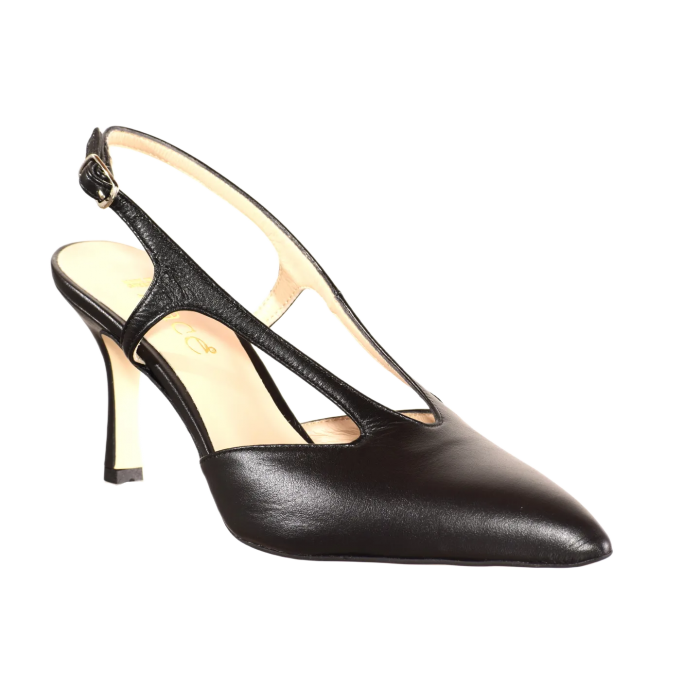 Γόβα δερμάτινη εξώφτερνη με 7,5 εκ τακούνι by Trace | K12-24 - Μαυρο