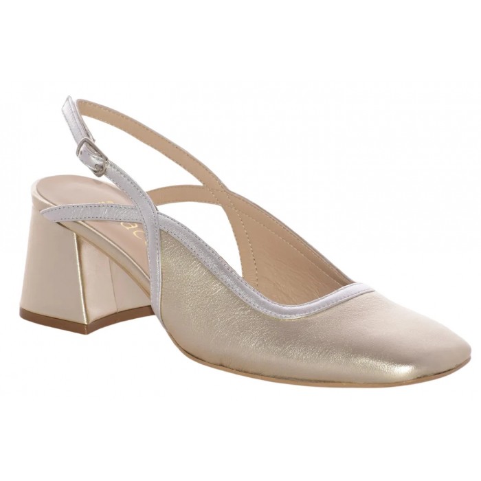 Εξώφτερνη γόβα Λουστρίνι  με πλακάκι τακούνι και αγκράφα |  K7-24-KX - Πλατίνα