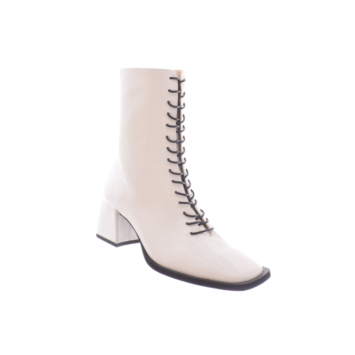 Μποτάκι με κορδόνια και φερμουάρ-Fazia -boot Trace - Λευκο