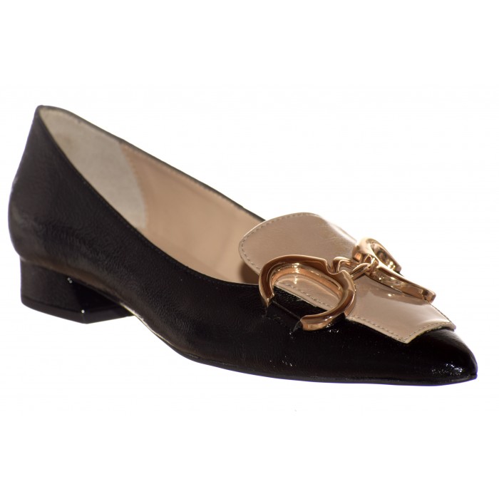 Μοκασίνι λουστρίνι δίχρωμο - Debbie by Trace - X7-23-KX - Μαύρο - Πούρο