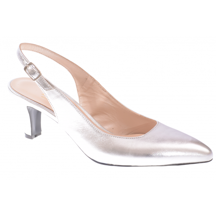 Εξώφτερνη δερμάτινη ανατομική γόβα  6,5 cm - Kamilia by Trace | 4001-MT - Ασημι