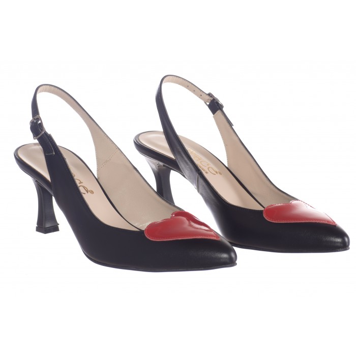 Εξώφτερνη Γόβα - Queen of Hearts by Trace | 4002-MT - Μαύρο Κόκκινο