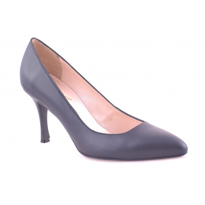 Δερμάτινη Χειροποίητη Γόβα - τακούνι 8 cm  by Trace - 750-MT - Μαυρο