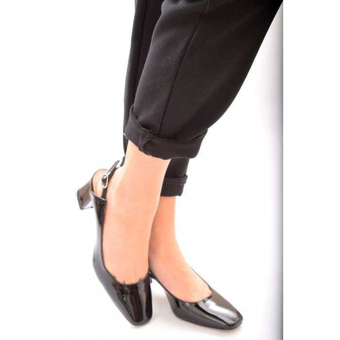 Korina Δερμάτινη Γόβα Λουστρίνι by Trace - Μαυρο