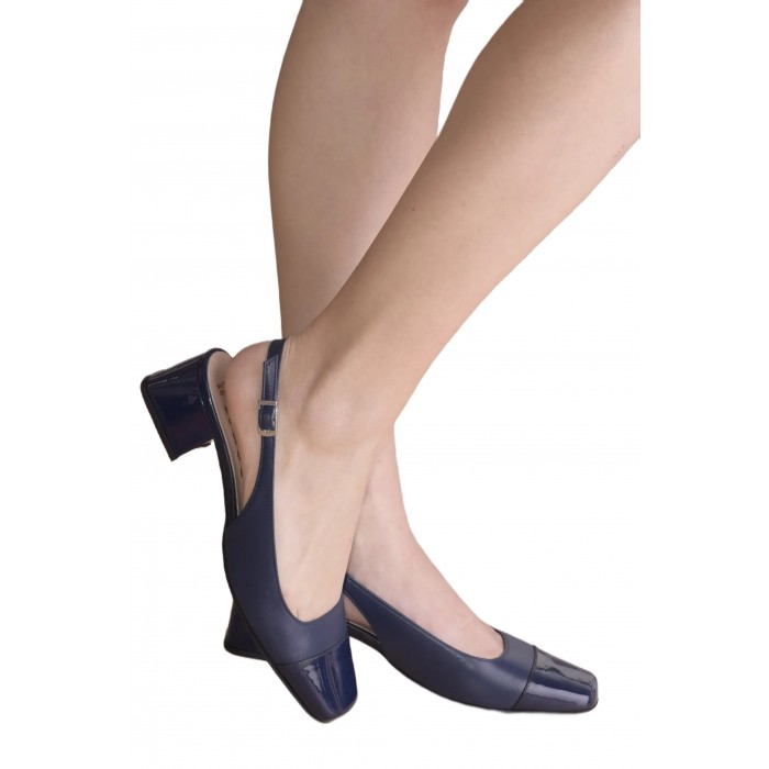 Εξώφτερνη Γόβα  Trace - δέρμα-λουστρίνι 4εκ,   |  1379-ST