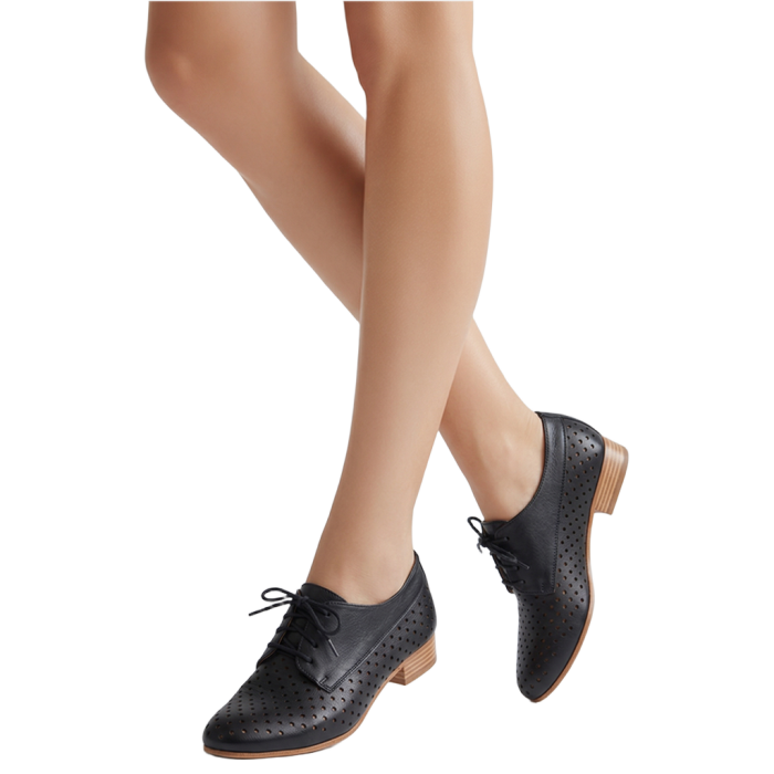 Γυναικείο Δερμάτινο Oxford Διάτρητο – Βαβουλάς  45.021-VAV - Μαυρο