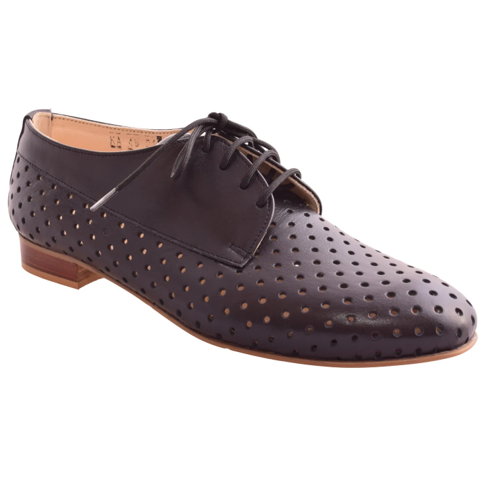 Γυναικείο Δερμάτινο Oxford Διάτρητο – Βαβουλάς  45.021-VAV - Μαυρο