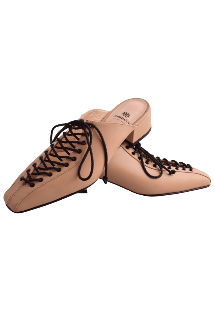 Γυναικεία Δερμάτινα Mules με διακοσμητικά γορδόνια , 4 εκ Ελληνικής Κατασκευής Βαβουλάς  | 45.028-VAV