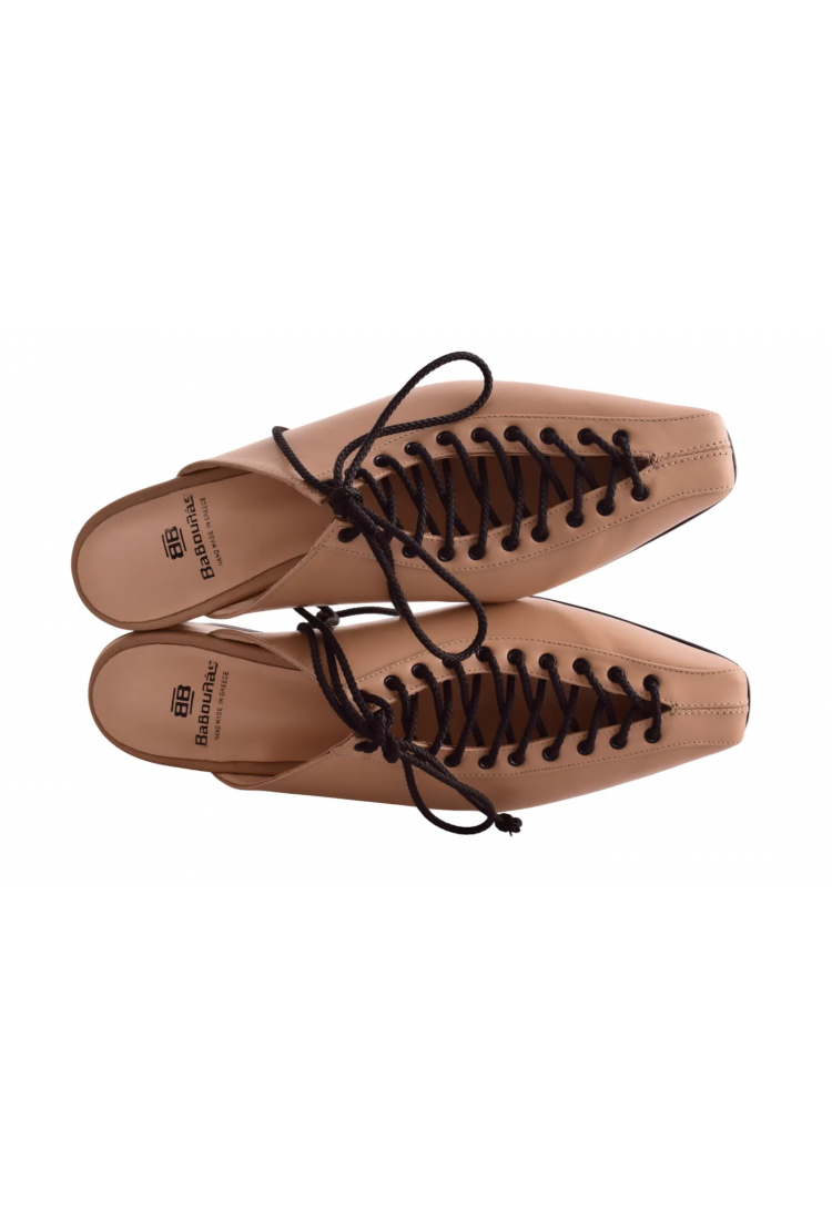 Γυναικεία Δερμάτινα Mules με διακοσμητικά γορδόνια , 4 εκ Ελληνικής Κατασκευής Βαβουλάς  | 45.028-VAV