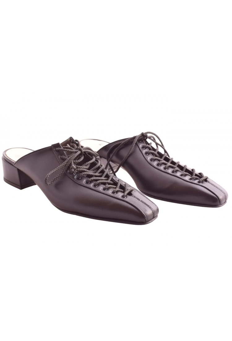 Γυναικεία Δερμάτινα Mules με διακοσμητικά γορδόνια , 4 εκ Ελληνικής Κατασκευής Βαβουλάς  | 45.028-VAV