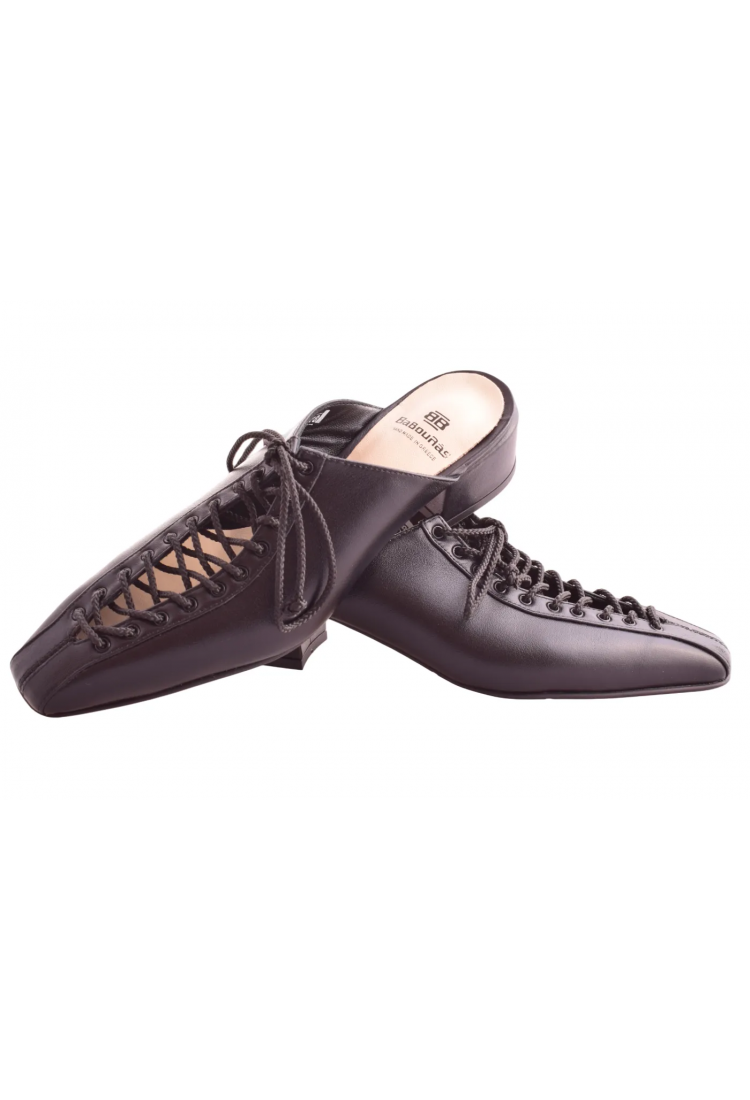 Γυναικεία Δερμάτινα Mules με διακοσμητικά γορδόνια , 4 εκ Ελληνικής Κατασκευής Βαβουλάς  | 45.028-VAV