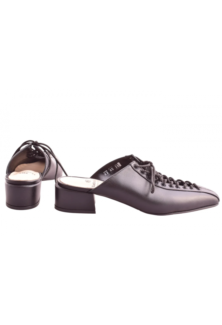 Γυναικεία Δερμάτινα Mules με διακοσμητικά γορδόνια , 4 εκ Ελληνικής Κατασκευής Βαβουλάς  | 45.028-VAV