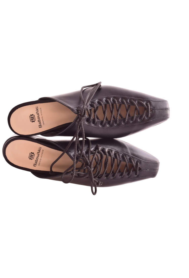 Γυναικεία Δερμάτινα Mules με διακοσμητικά γορδόνια , 4 εκ Ελληνικής Κατασκευής Βαβουλάς  | 45.028-VAV