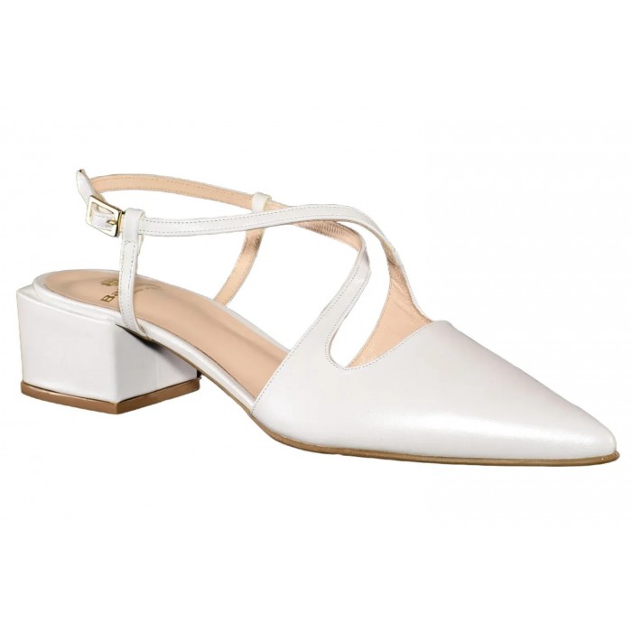 Νυφικές Εξωφτερνες Γόβες Περλέ Λευκές  τακ. 4εκ. by Vavoulas  | 45.030-pw-VAV - Λευκο Περλε