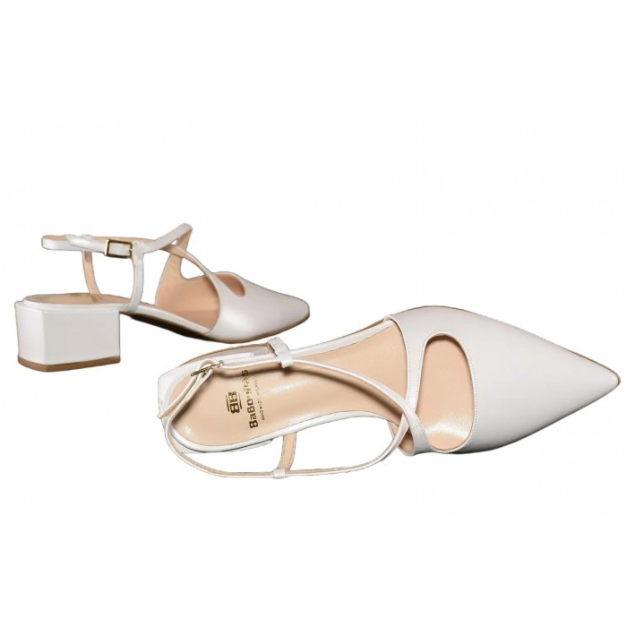 Νυφικές Εξωφτερνες Γόβες Περλέ Λευκές  τακ. 4εκ. by Vavoulas  | 45.030-pw-VAV - Λευκο Περλε