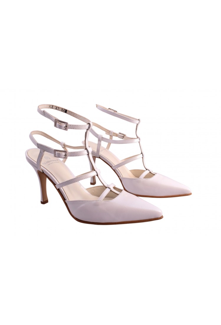 Εξώφτερνη Λευκή Γόβα με διπλό περιαστραγάλειο 9 cm -  by Vavoulas | 47.082-W