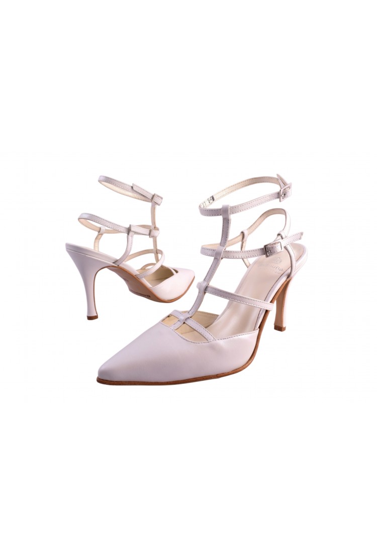 Εξώφτερνη Λευκή Γόβα με διπλό περιαστραγάλειο 9 cm -  by Vavoulas | 47.082-W