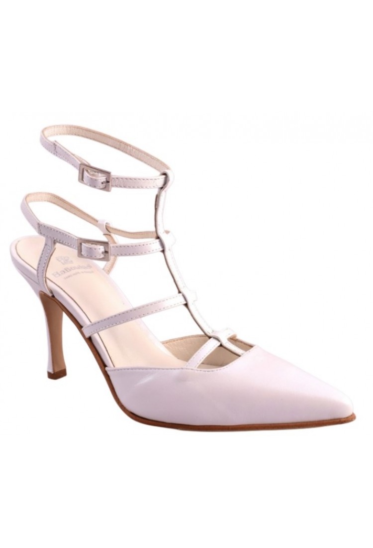 Εξώφτερνη Λευκή Γόβα με διπλό περιαστραγάλειο 9 cm -  by Vavoulas | 47.082-W