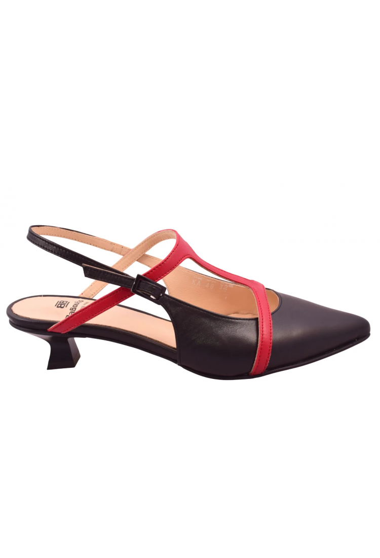Δερμάτινες Slingback Γόβες Βαβουλάς – Δίχρωμες με Kitten Heel 4 εκ.    48.032-VAV
