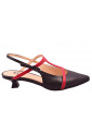 Δερμάτινες Slingback Γόβες Βαβουλάς – Δίχρωμες με Kitten Heel 4 εκ.    48.032-VAV