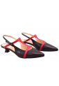 Δερμάτινες Slingback Γόβες Βαβουλάς – Δίχρωμες με Kitten Heel 4 εκ.    48.032-VAV