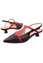 Δερμάτινες Slingback Γόβες Βαβουλάς – Δίχρωμες με Kitten Heel 4 εκ.    48.032-VAV