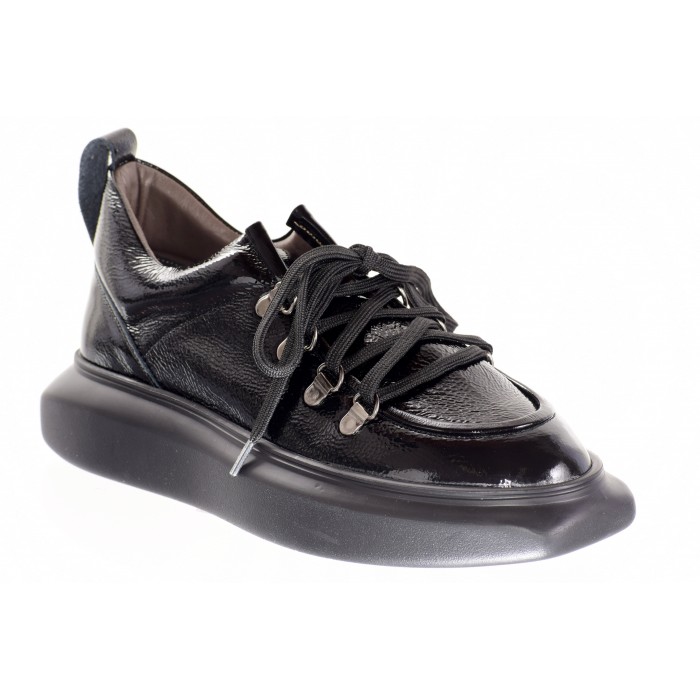 Δερμάτινα Σκαρπίνια τύπου Oxford από λουστρίνι μαλακό Βαβουλάς  49.013-VAV - Μαυρο