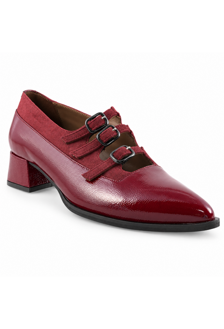 Δερμάτινα Παπούτσια Mary Jane με Τριπλό Λουράκι & Χαμηλό Τακούνι 3.5 εκ   49.034-VAV